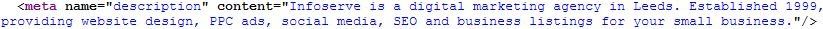 Infoserve's meta description HTML