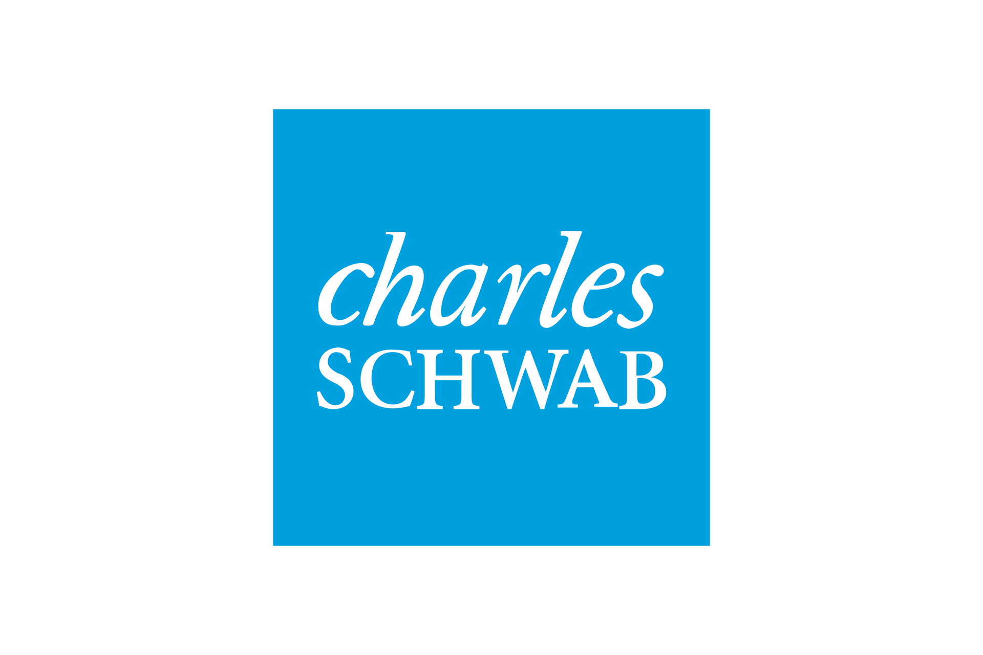 Charles Schwab logo: white text on a blue square.