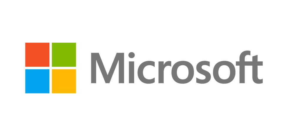 Microsoft logo: a square composed of four colored squares (red, green, blue, yellow) followed by the word 