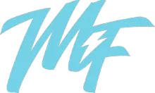 Stylized light blue and white logo with sharp, overlapping letters on a white background