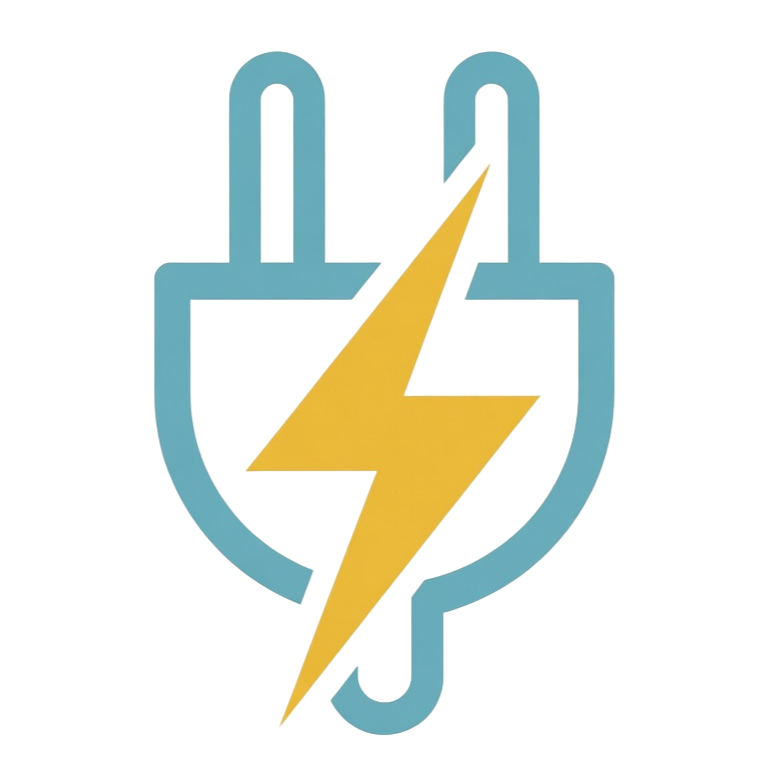 Blue electrical plug icon with a yellow lightning bolt, symbolizing power or energy.