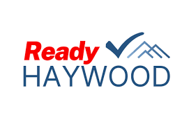 Ready Haywood logo in red and blue with mountain peaks and checkmark icon