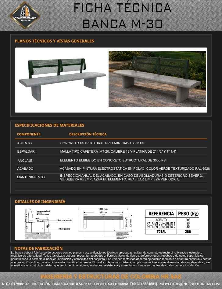 Banca en concreo M-30