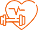 A heart with a heartbeat and a dumbbell inside of it.