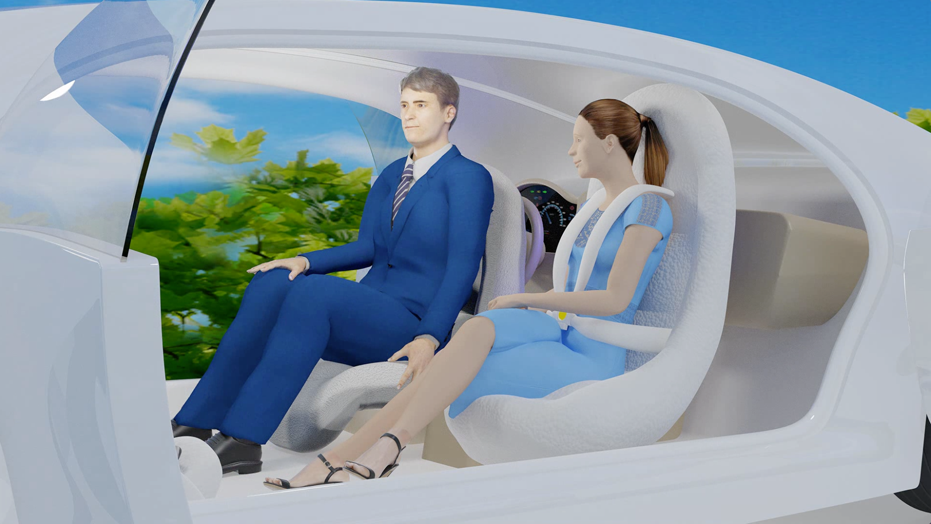A baby is sitting in a car seat in the back seat of a car.