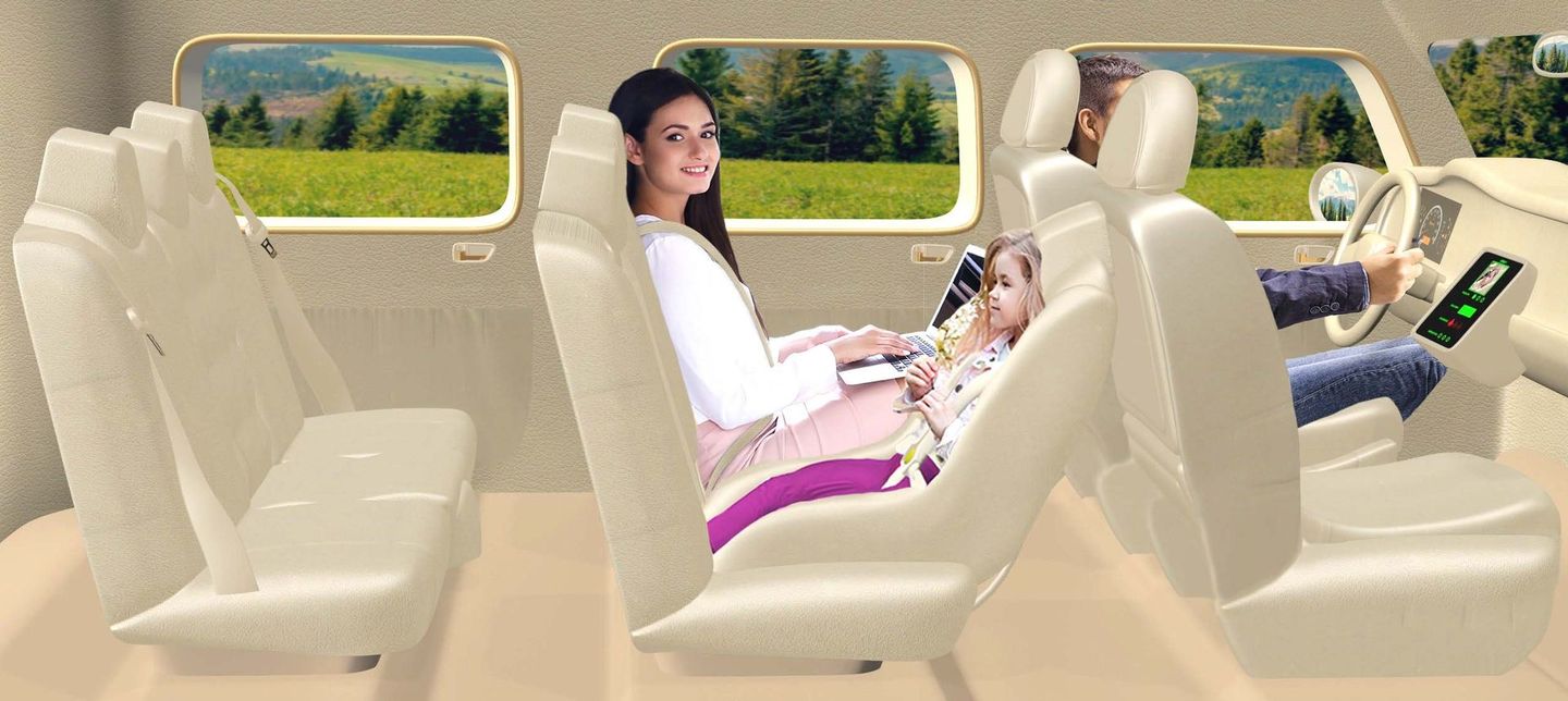 A woman and a child are sitting in the back seat of a car.