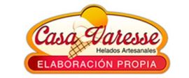 Casa Varese logo with red script on orange oval, reading “Helados Artesanales” and “Elaboración Propia”