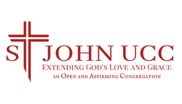 Red cross logo with “St John UCC” and the tagline “Extending God’s Love and Grace.”