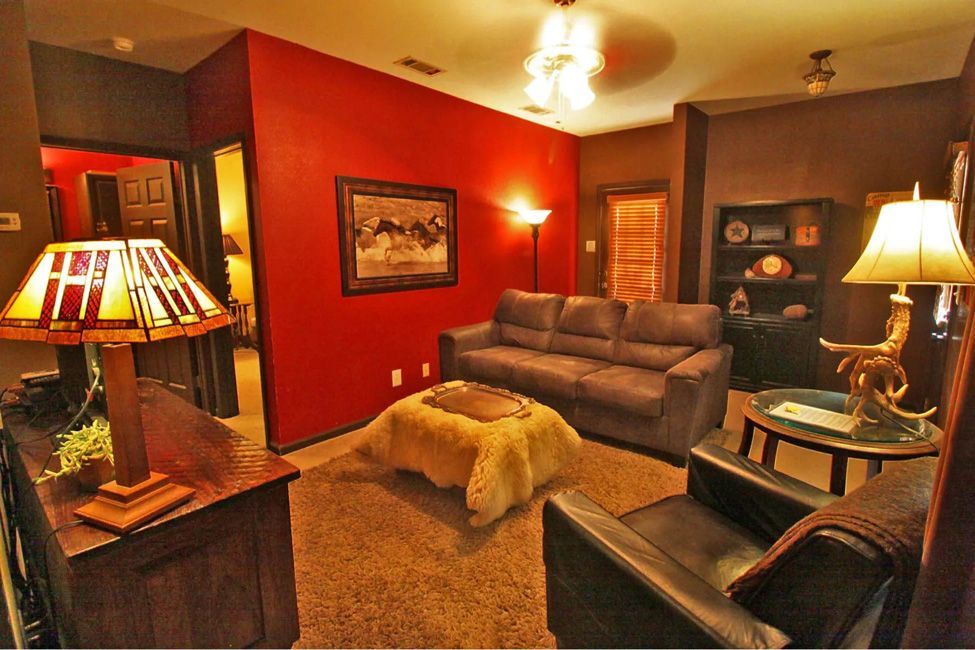 Cozy living room in a for a Texas Panhandle getaway