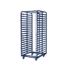 Um desenho de um rack com muitas prateleiras em um fundo branco.