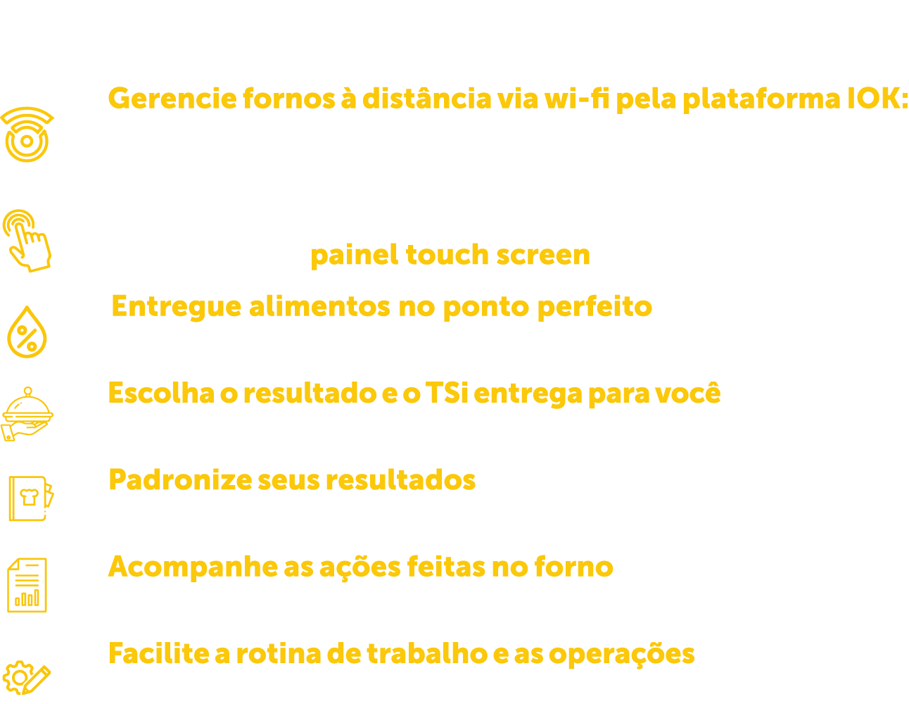 Um fundo branco com texto e ícones amarelos