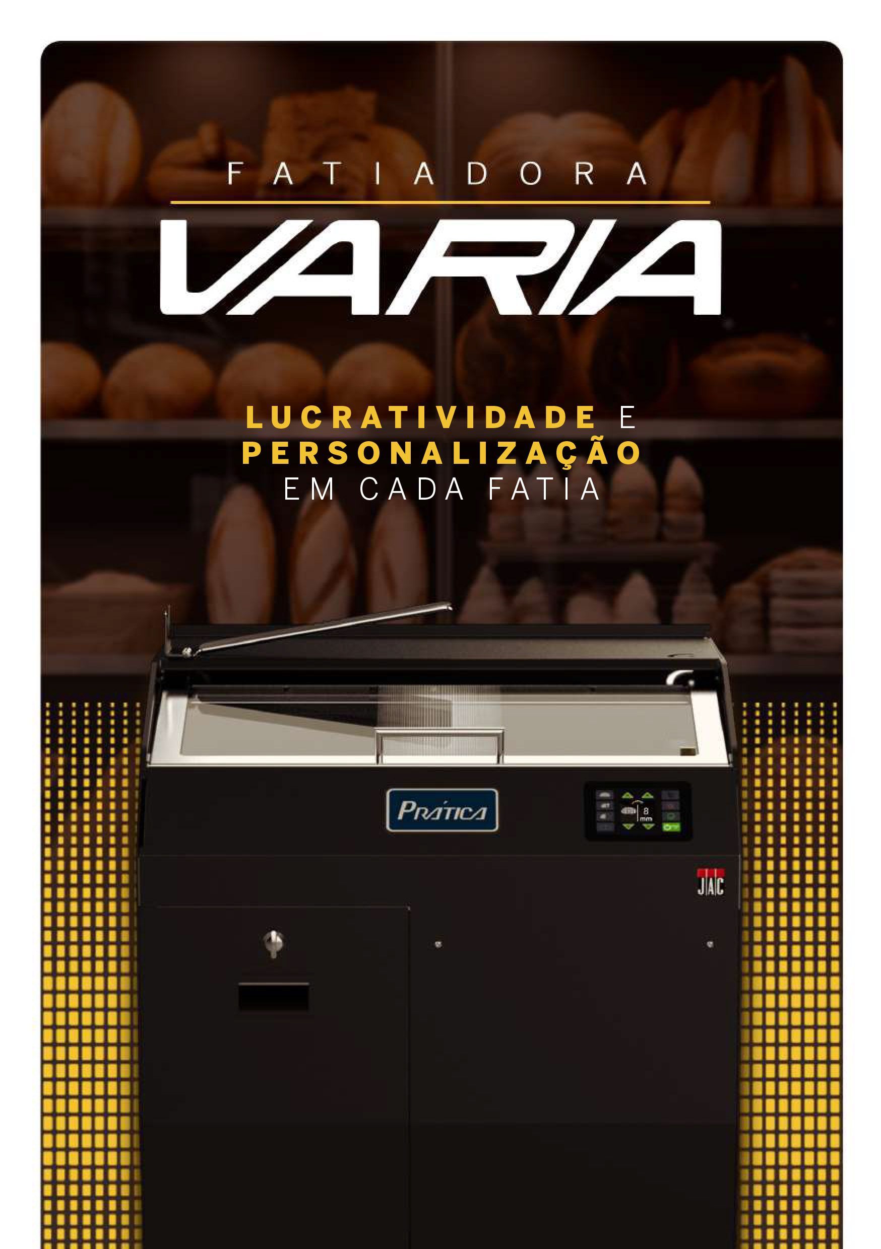 Uma máquina está parada em frente a uma vitrine de pães.