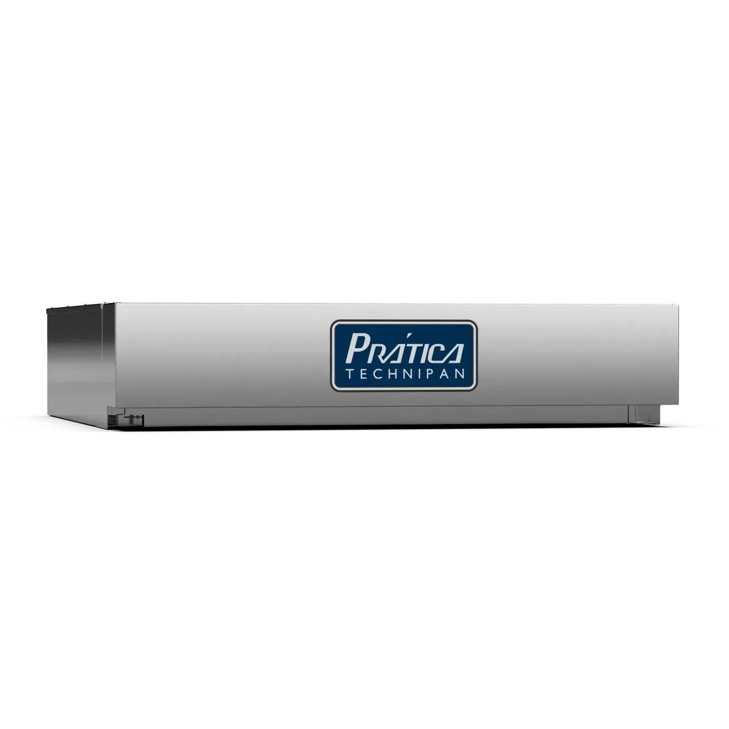 Uma caixa de aço inoxidável com a palavra pratica nela
