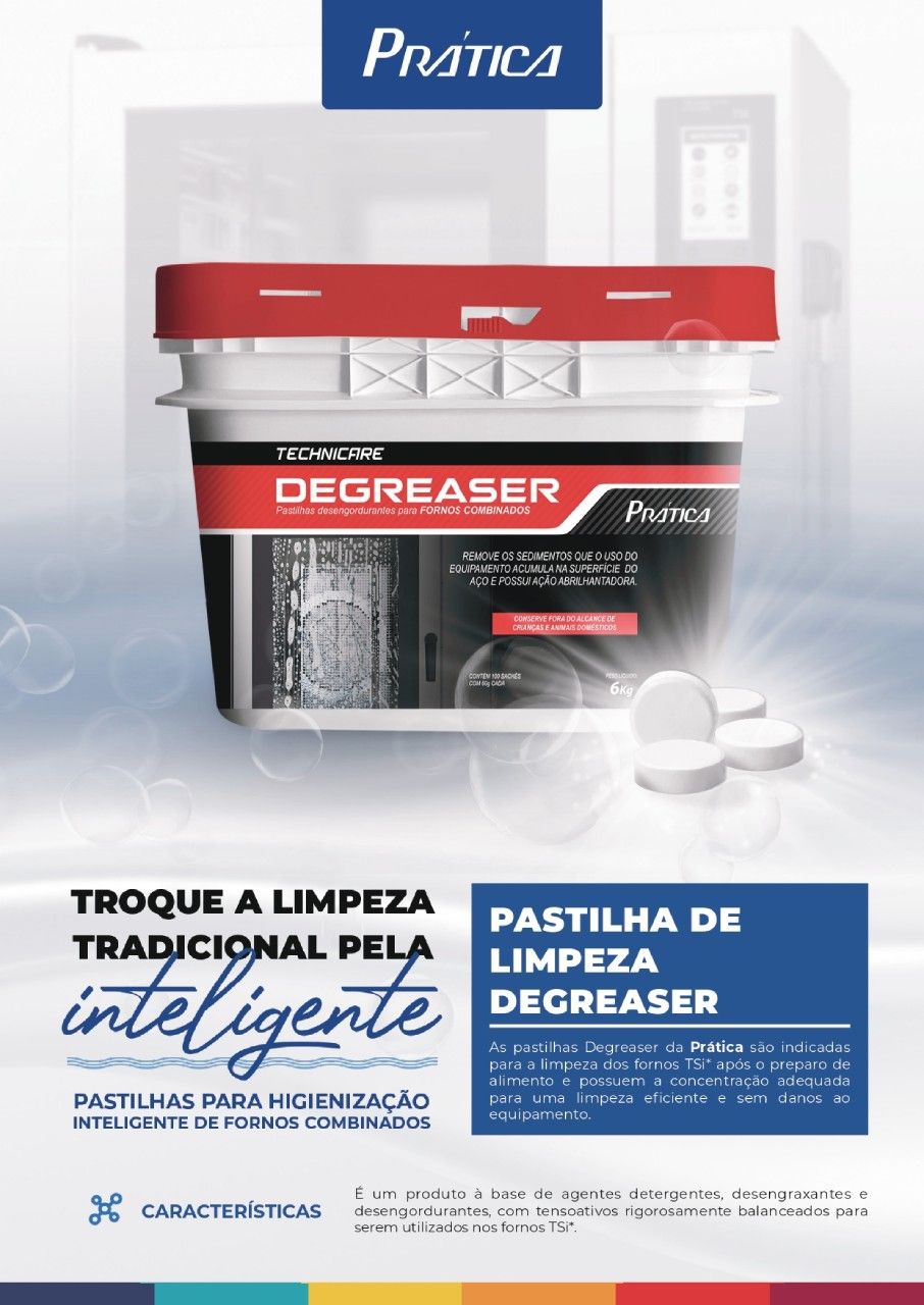 A bucket of pastilha de limpeza degreaser tablets