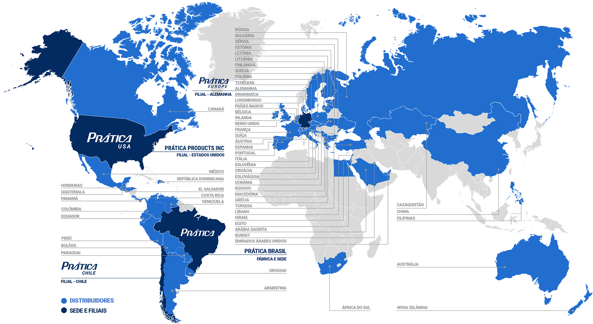 Um mapa azul e cinza do mundo