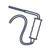 Um desenho de uma tocha de soldagem com um cabo em um fundo branco.