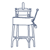 Um desenho em preto e branco de uma máquina com uma alça.