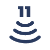Um ícone azul e branco com o número 11 nele.