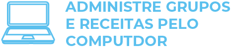 A logo that says manage groups and recipes from your computer