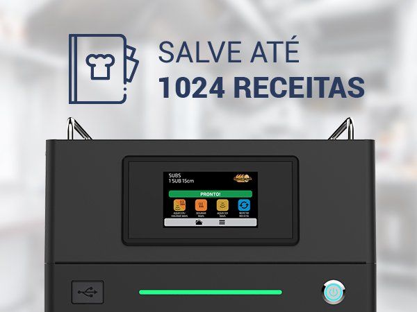 Um dispositivo preto com uma tela que diz salve ate 10:24 receitas