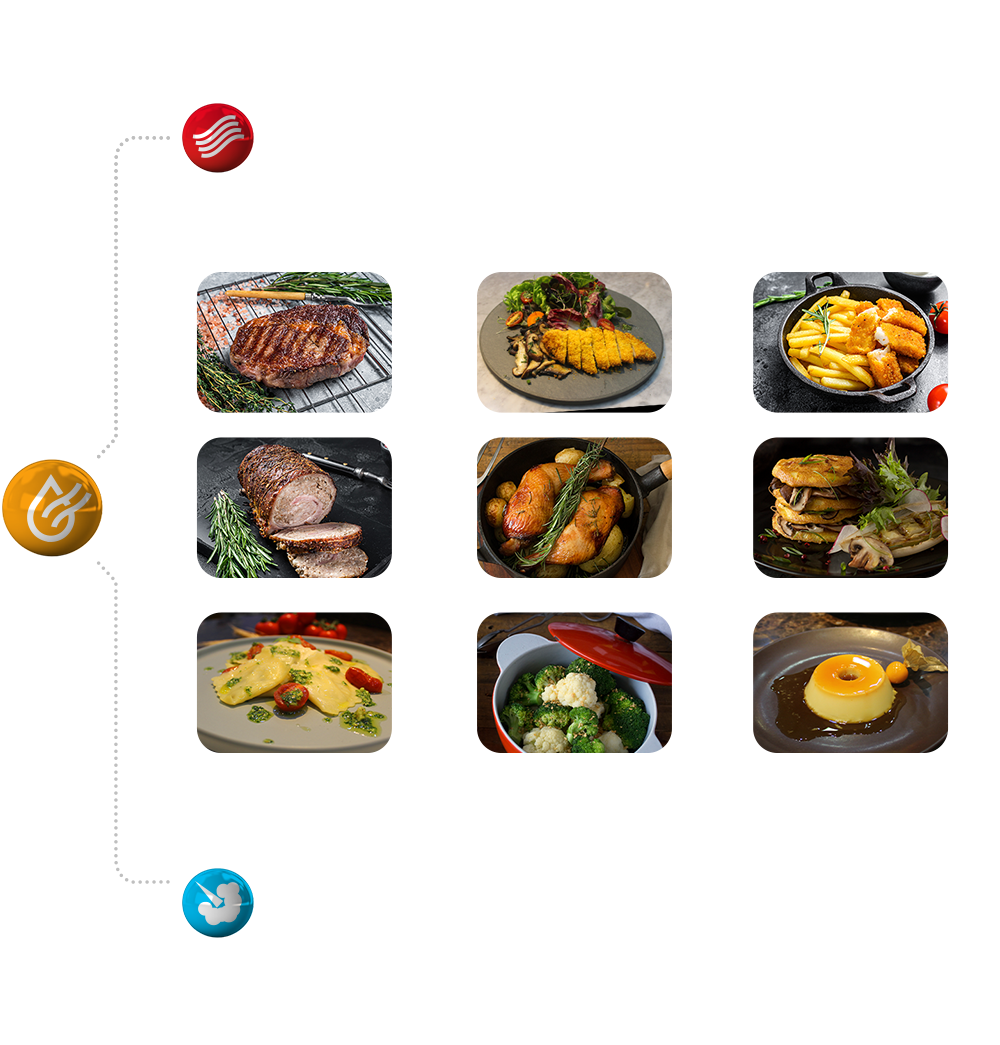 Uma colagem de fotos de diferentes tipos de comida em um fundo branco.