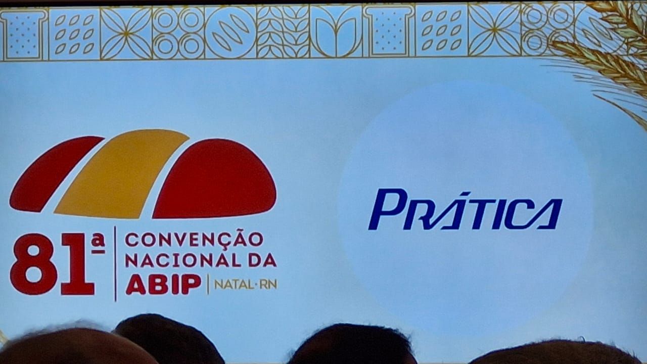 A screen displays ABIP convention logo and Prática logo. Text reads 