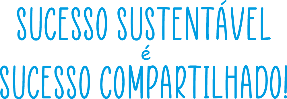 A blue and white sign that says sucesso sustentavel e sucesso compartilhado