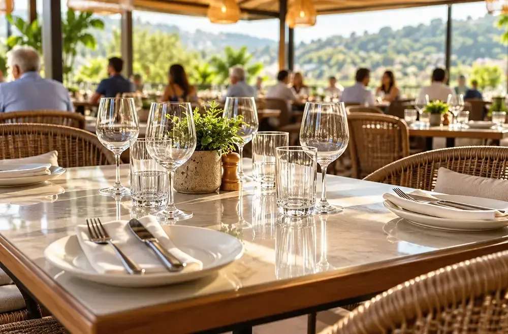 pratos e copos restaurante
