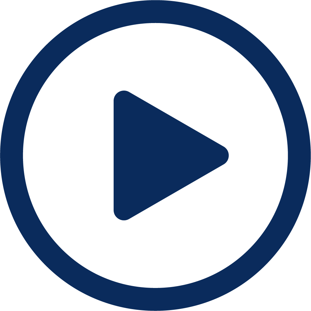 Ícone azul de botão de reprodução dentro de um contorno circular.