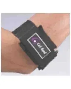 A person is wearing a black wristband on their wrist.