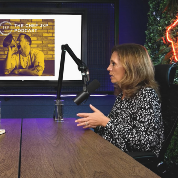 Judith at a Podcast