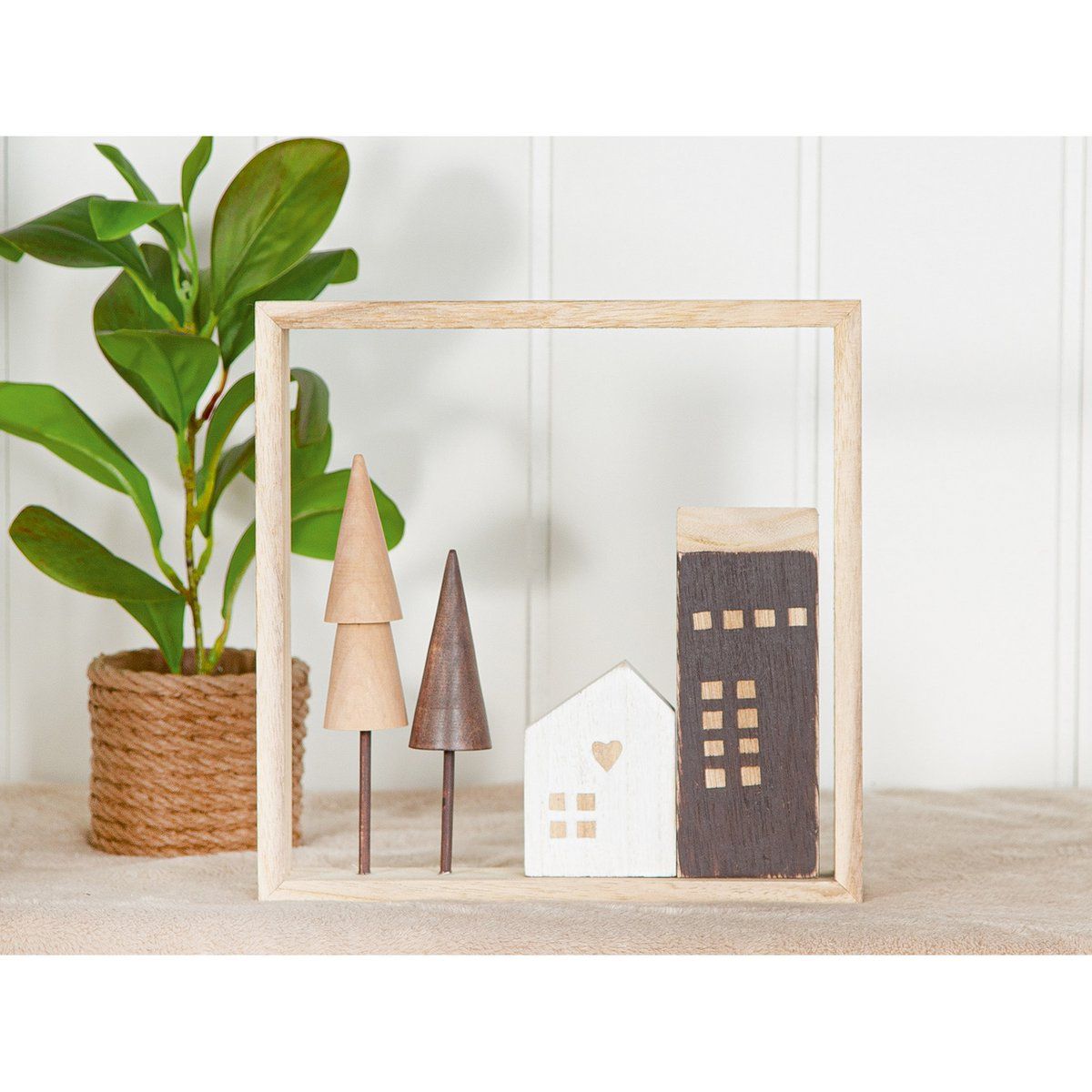 decoratief object vierkant Stad, hoogte 20 cm