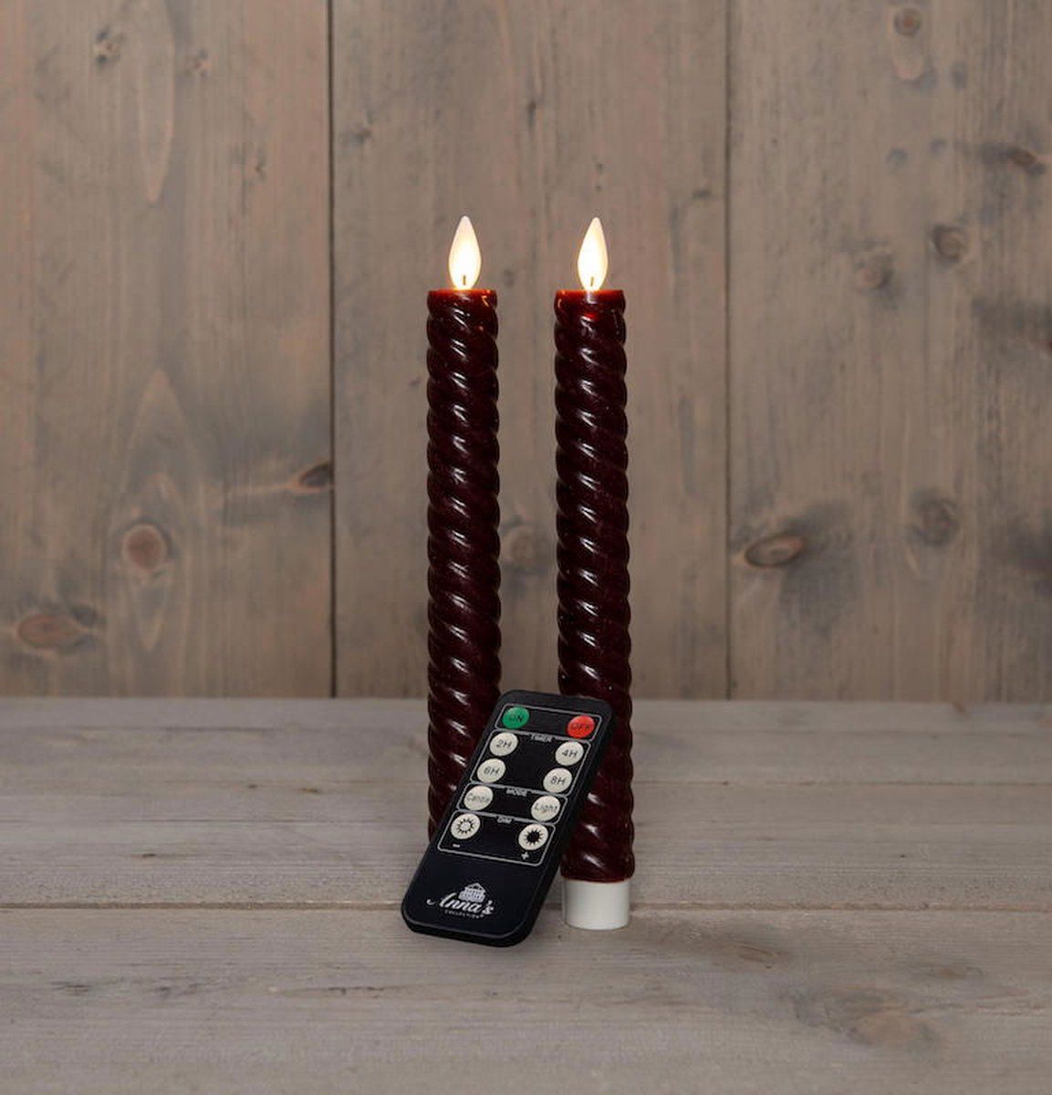 Annas collection - Dinerkaars swirl wax led bewegende vlam met afst...