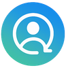 White outline of a person inside a blue-green gradient circle.