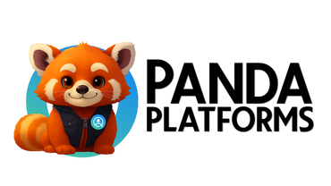 Cartoon red panda in vest, next to 