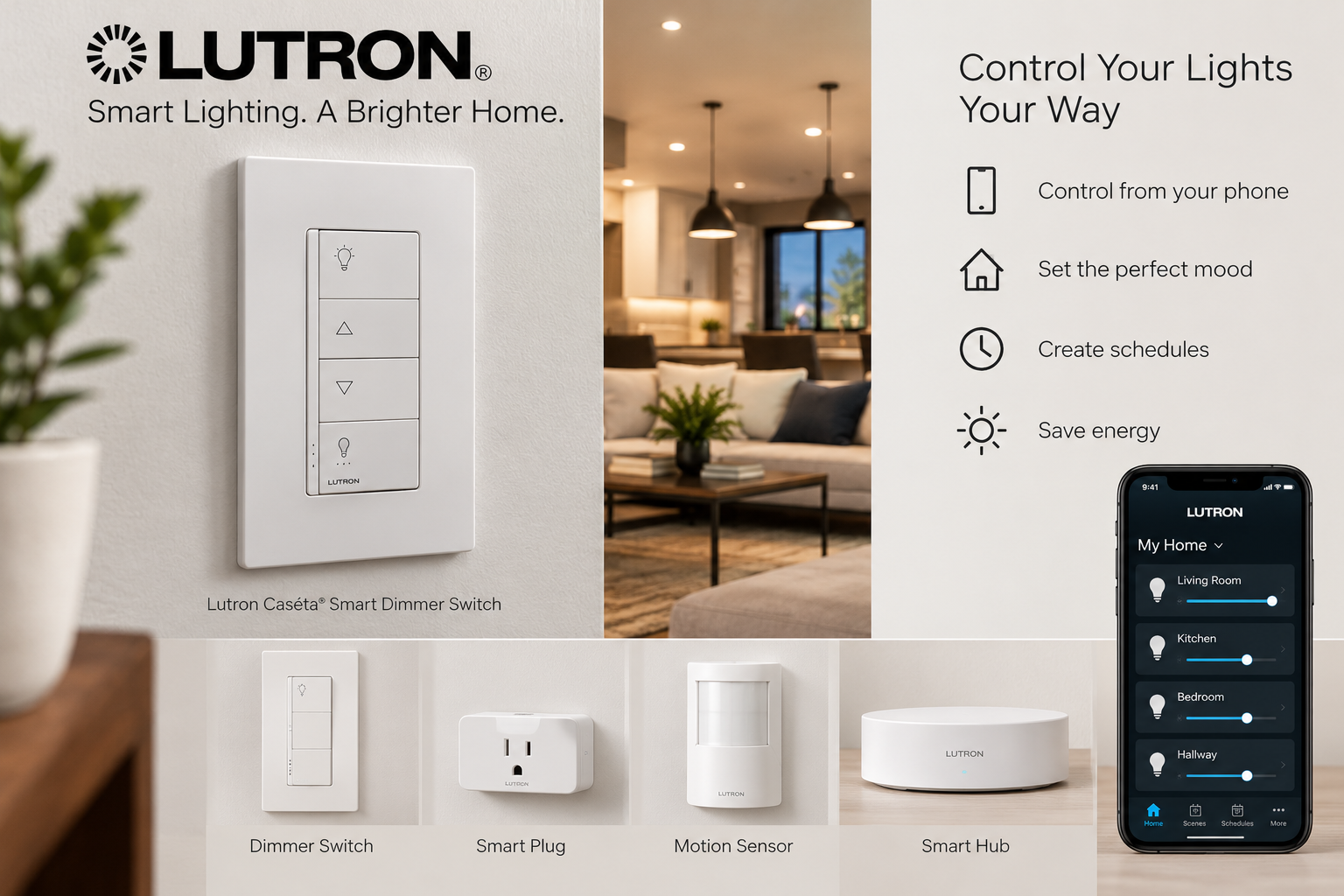 Electrician installing a smart lighting switch panel in a home hallway