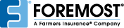 Foremost logo with blue icon and black wordmark, “A Farmers Insurance Company” tagline below