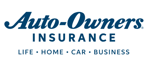 Auto-Owners Insurance logo with blue text and the tagline “Life • Home • Car • Business”