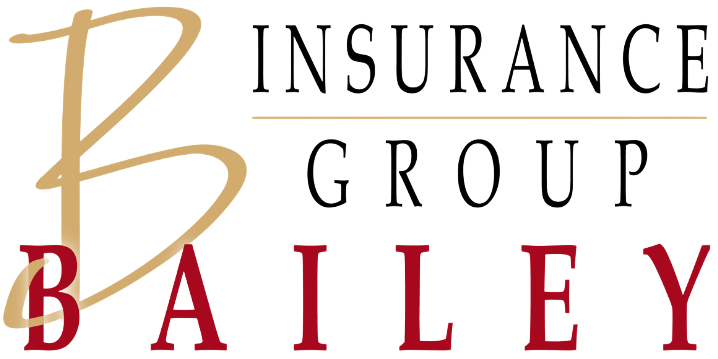 Bailey Insurance logo with gold “B” and red text on white background