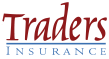 Traders Insurance logo in red and blue text on a white background