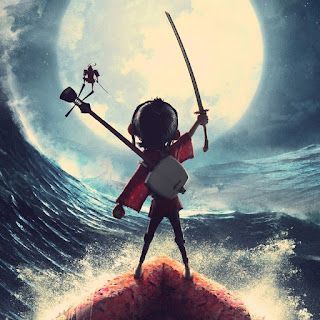 Silhouetted warrior on a wave, sword raised under a bright full moon