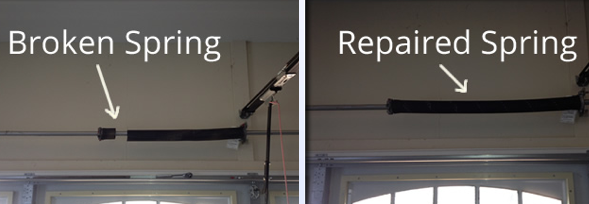 A picture of a broken spring and a picture of a repaired spring.