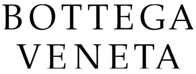 A black and white logo for bottega veneta on a white background.