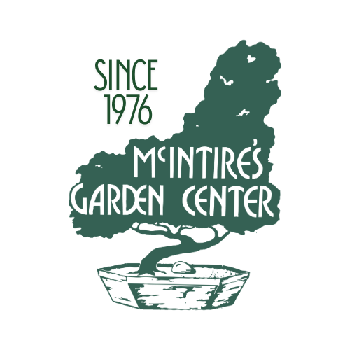 McIntire’s Garden Center logo with tree in planter and “Since 1976” text