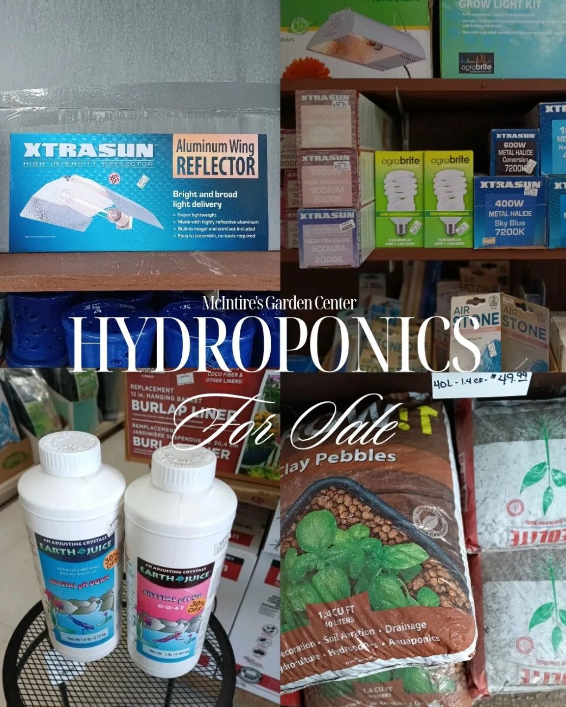 Aeroponics tower garden poster with leafy plants, benefits text, and a QR code