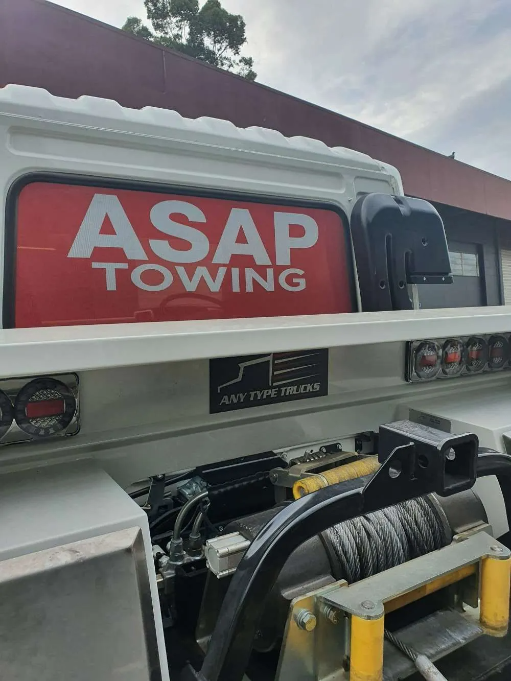 White Tow Truck Rear With 