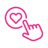 Hand pointing to heart icon