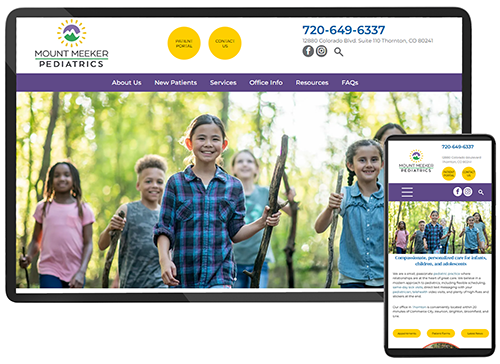 Screenshot of Mount Meeker Pediatrics' website