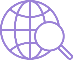 Globe with magnifying glass