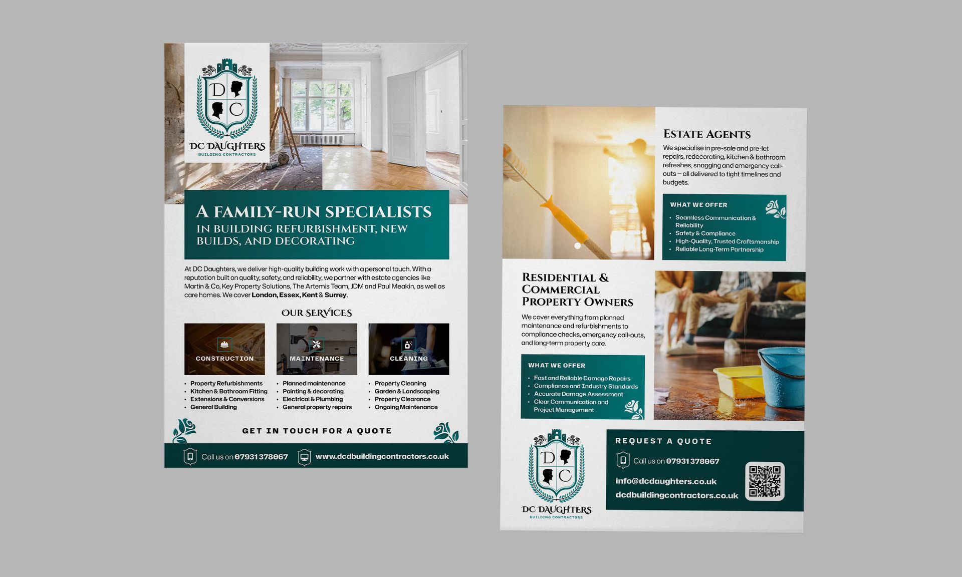 Website homepage showing black folding glass doors opening to a garden patio with a large promo banner.